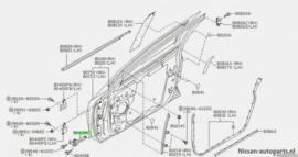 Deurvanger Nissan Primera P12 80430-AV600 Gebruikt.