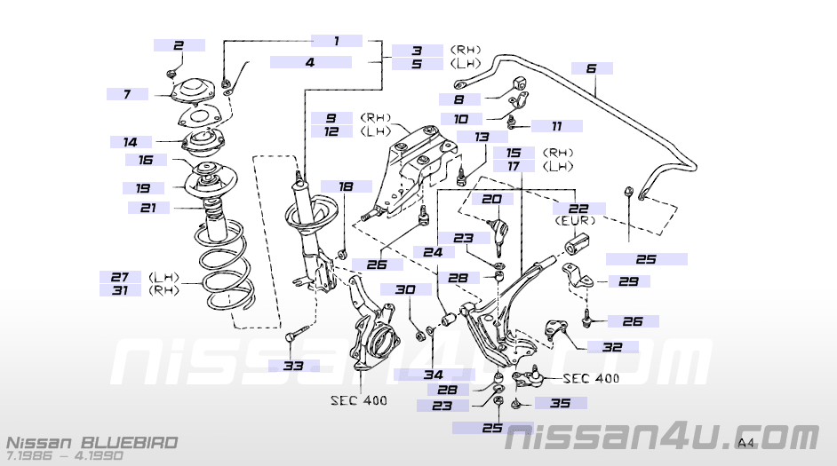 Reactiestang stabilisator vooras Nissan 54618-D5015 T12/ T72/ U11/ Z31 Nieuw.