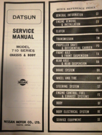Service manual '' Model 710 series chassis and body '' Datsun Bluebird 710 SM6E-0710G0 Gebruikt.