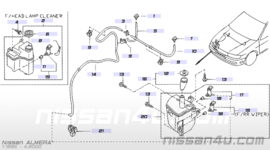 Ruitensproeierpompje Nissan 28920-50Y00 A32/ B13/ C23 CA33/ J31 N14/ N15/ S13/ S14/ T30/ W10/ Y10/  Y60/ Z33 Gebruikt.