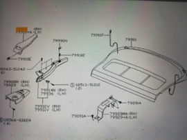 Zijafscherming hoedenplank rechts Nissan Primera P11 hatchback 79908-9F601 Used part,