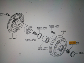 Nut-lock, rear wheel bearing Nissan Micra K13 43262-1HA1A Original
