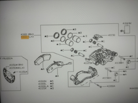 Remklauw linksvoor Nissan Cabstar F24 41011-MB20A Gebruikt.