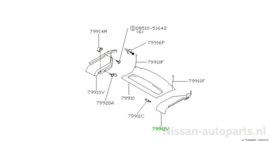 Hoedenplankpaneel links Nissan 100NX B13 79912-61Y63 Origineel.