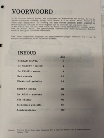 Product bulletin volume 13 '' Nissan Silvia S12 / Nissan 300ZX Z31'' Introduktie mededeling. Gebruikt.