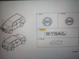 Embleem X-TRAIL Nissan X-Trail T30/ T31 84895-ES50A Origineel.