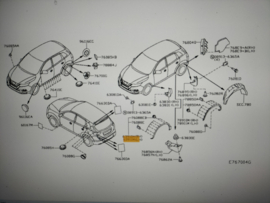 Spatbordverbreder linksvoor Nissan Qashqai J11 63811-4EA0B Nieuw.