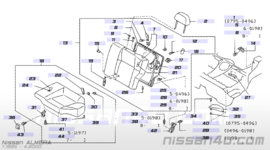 Hoofdsteun achterbank Nissan Almera N15 86430-1N001