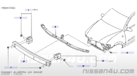 Retainer-front bumper, upper Nissan Almera N16 62290-4M530