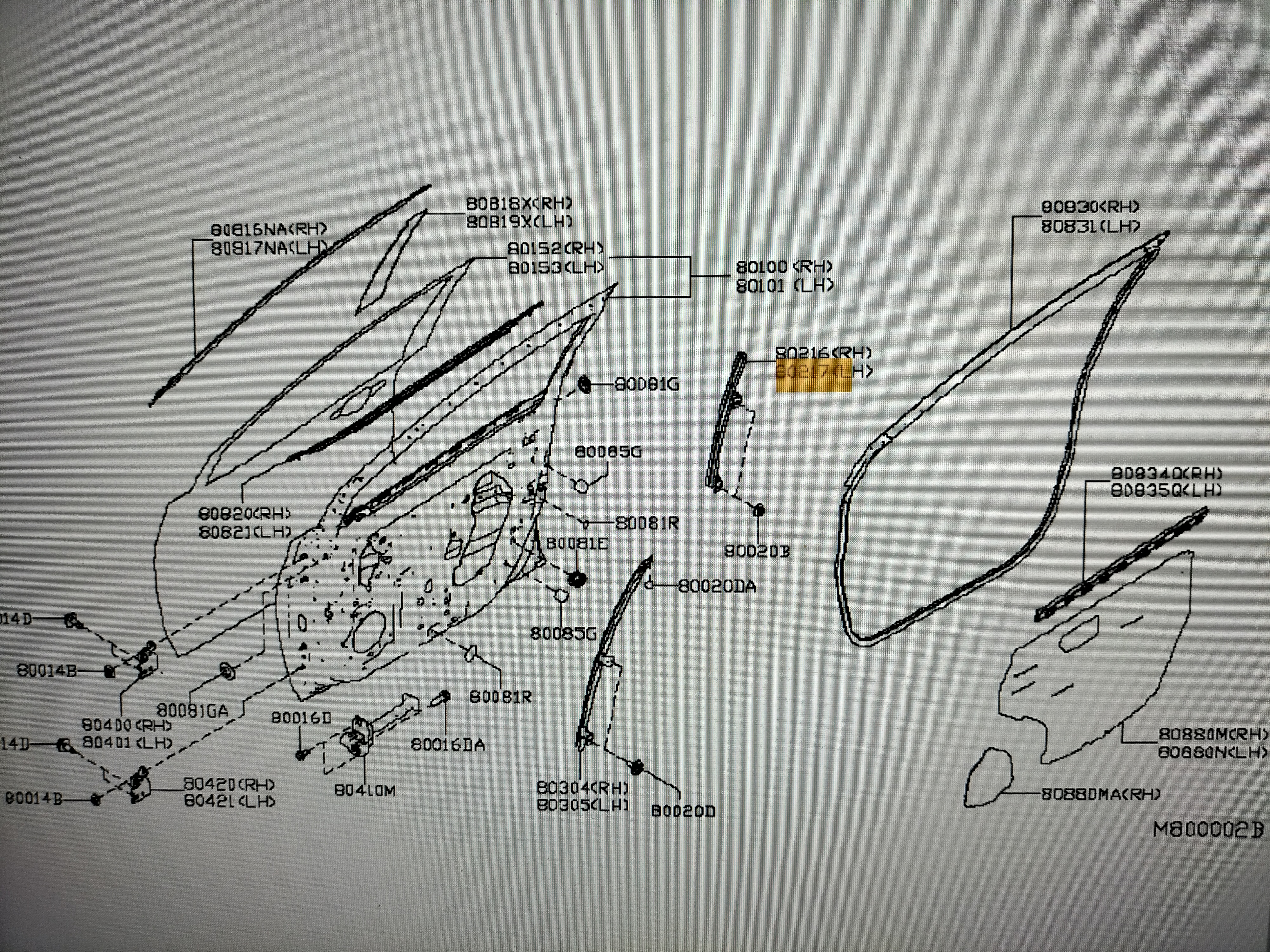 Achterste raamgeleider linksvoor Nissan Micra K14 80387-5FA0A Gebruikt.