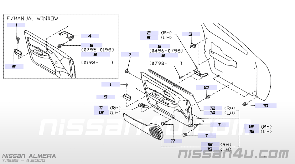 Deurpaneel rechtsvoor Nissan Almera N15 80900-***** (20250531) Gebruikt