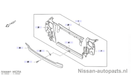 Support radiator core Nissan Micra K10 62500-04B70 Used part.