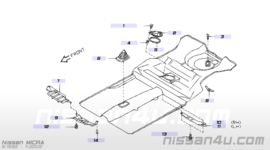 Afdekkap onderzijde links motorblok Nissan Micra K11 75899-5F000 Gebruikt.