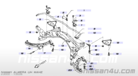 Onderplaat subframe rechts Nissan  54342-4M410 N16/ T30/ V10