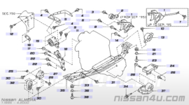 Zijrubber motorsteun Nissan 11215-50Y10 B13/ N14/ N15/ Y10 Type 1 Gebruikt