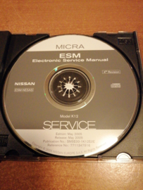 Electronic Service manual '' Model K12 series '' Nissan Micra K12 SM5E00-1K12E0E Gebruikt.