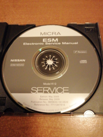 Electronic Service manual '' Model K12 series '' Nissan Micra K12 SM5E00-1K12E0E Used part.