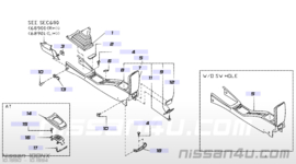 Afdekkap voorzijde middenconsole Nissan 100NX B13 96912-50Y00 Gebruikt.
