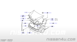 Motorkapscharnier rechts Nissan Micra K11 65400-4F130 Kleurcode: AJ4