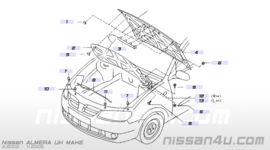 Houder motorkapstang Nissan 65722-9F500 N16/ P11/ P12/ V10/ WP11