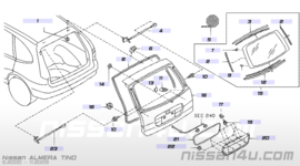 Gasveer achterklep links Nissan Almera Tino V10 90451-BU000 Nieuw