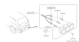 Achterlicht links Nissan Terrano2 R20 26555-0X001 Gebruikt Schade Incompleet
