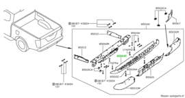 Bovenste opstap achterbumper Nissan Navara NP300 D23 85064-4KJ0A Origineel.