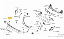 Fascia-front bumper, lower Nissan Qashqai J12 62026-6UA0A Original.