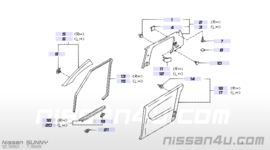 Instapstrip Nissan Sunny N14. Rechts. 76951-50C00