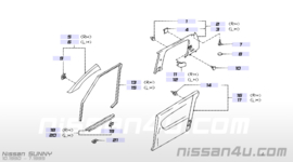 Afdekkap achterruit links Nissan Sunny N14 76935-62C00