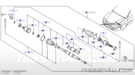 Aandrijfas links SR20DE Nissan Primera P11/WP11 39101-2F210 Gebruikt.