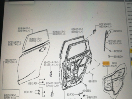 Afdekplastic rechter achterportier Nissan Pulsar C13  82860-3ZL0A