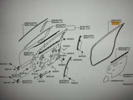 Weatherstrip-front door, left-hand Nissan Micra K14 80831-5FA0A Used part.