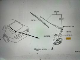 Ruitenwissermotor achterraam Nissan Primera P11 28700-9F610 Gebruikt.