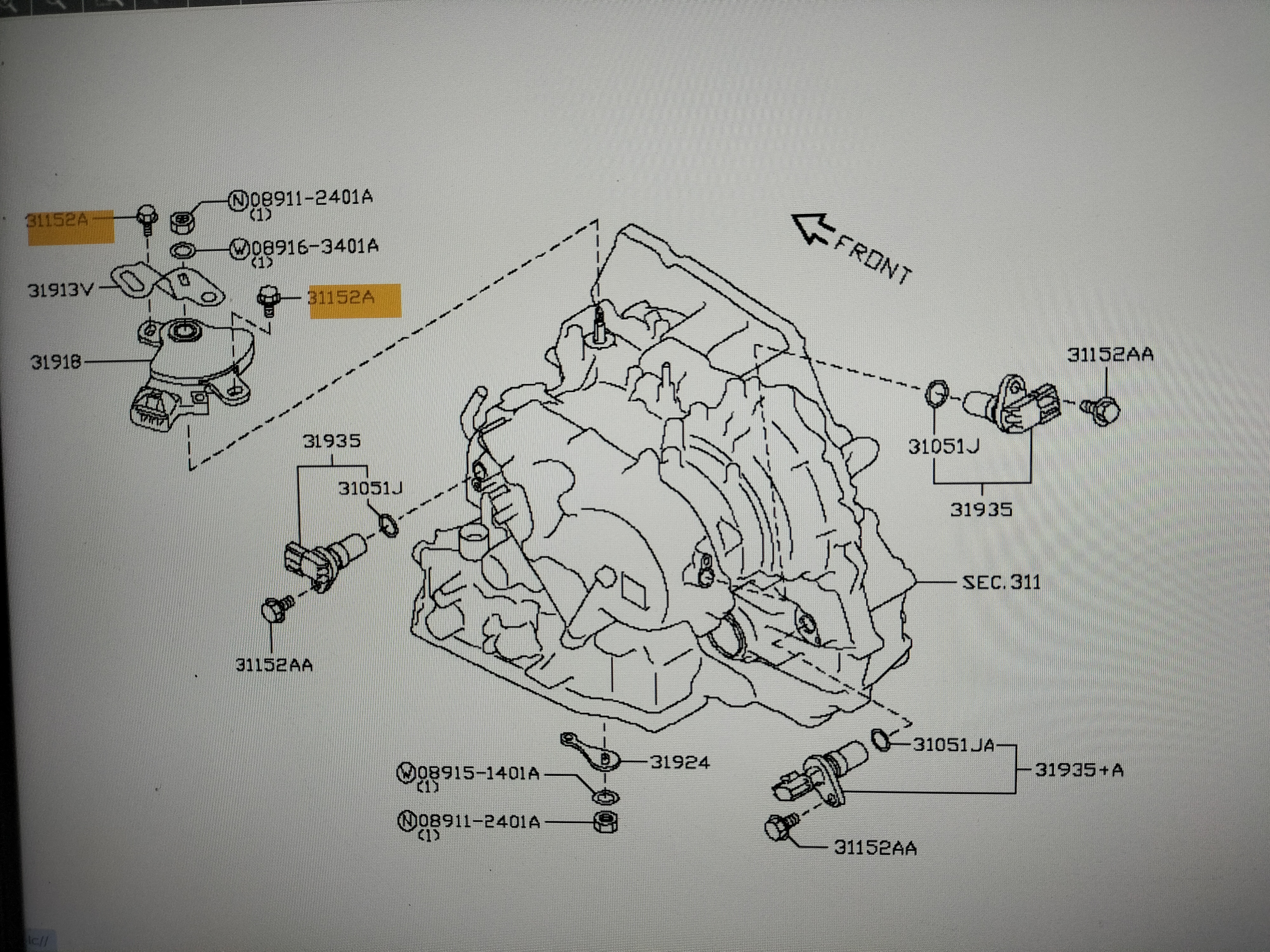 Montagebout M5,75 x 15,5 neutraalschakelaar automaatbak Nissan 31377-1XK2A Gebruikt.