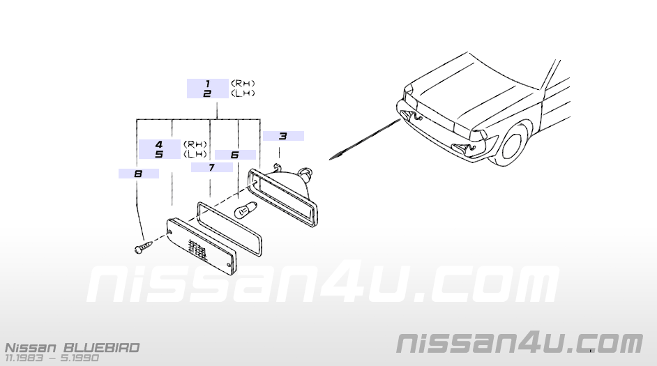 Lamp turn signal, front left-hand Nissan 26125-13E00 IKI 3157 Original.
