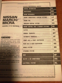 Service manual '' Model K10 series '' Suplement-I Nissan Micra K10 SM4E-K10SG0 Used part.