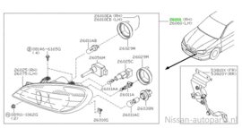 Lamp right-hand Nissan Primera P11/WP11 facelift 26010-9F629 (26010-9F611) Original.