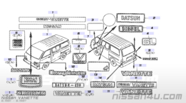 Embleem ''VANETTE'' Nissan Vanette C120  90894-G5106 Origineel
