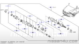 Aandrijfas links K9K Nissan Almera N16 39101-BN711