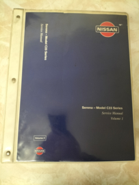 Service manual '' Model C23 series Supplement 1 + 2 Volume 1 + 2'' Nissan Serena C23 SM4E-C23E0E + SM5E-C23SE0E Gebruikt.