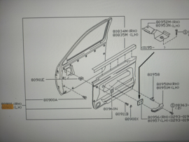 Finisher front door, left-hand Nissan Terrano2 R20 80901-7F000 Used part.