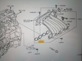 Inlaatspruitstukpakking HR16DE Nissan 14035-ED000 CK12/ E11/ J10/ K12 Origineel.