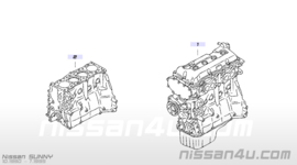 Motorblok GA14DE Nissan Sunny N14 10102-74C51 Gebruikt.