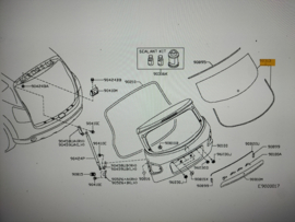 Achterruit Nissan Qashqai J10 90300-JD11C Gebruikt.