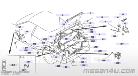 Draaipunt achterklepslot Nissan 84670-D4010 N13/ T12/ T72 Gebruikt.
