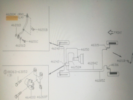 Remslang Nissan Primera P11/WP11. Linksvoor. 46210-2F002