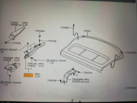 Finisher-rear parcel shelf, side left-hand Nissan Primera P11 hatchback 79912-9F601 Used part.