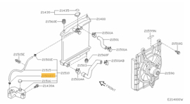 Kunststof slangklem expansievat Nissan 21750-90J05 K11/ P10/ P11/ WP11 Origineel.