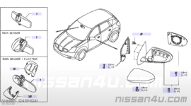 Mirror door, right-hand Nissan Qashqai J10 96301-BR74A New